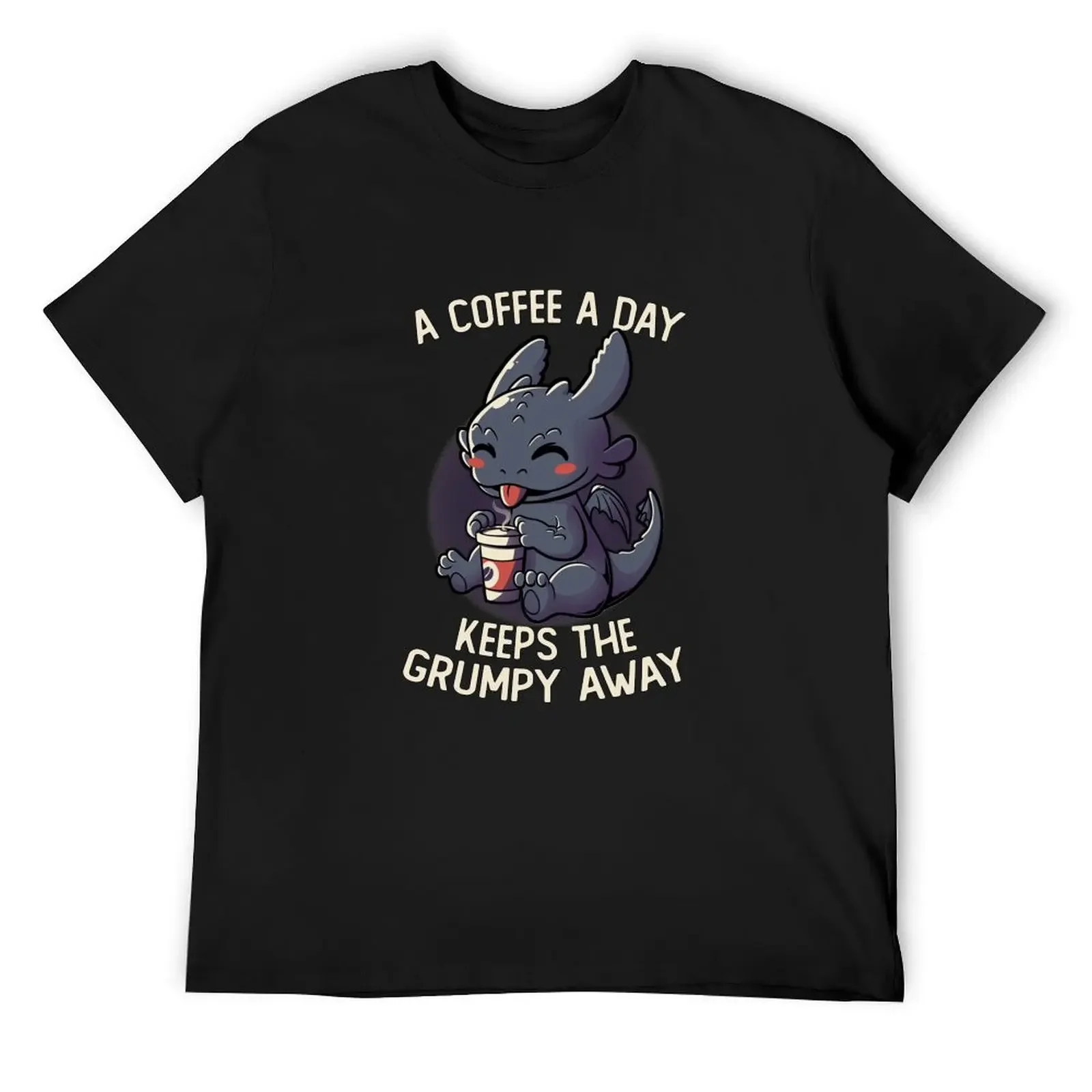 

A Coffee a Day Keeps The Grumpy Away Funny Cute Gift T-Shirt plain rapper graphic tees vintage clothes t shirts for men pack