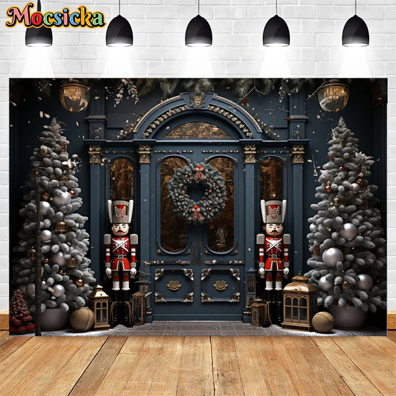 Mocsicka Weihnachten Spielzeug speichern Hintergrund für Kinder Porträts Urlaub Party Fotografie Weihnachten Baum Kranz Geschenk box Dekoration