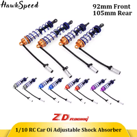 ZD Racing Oil Adjustable Shock Absorber 92mm Front & 105mm Rear Damper Suspension for 1/10 RC Car Parts Truck Crawler Axial TRX4