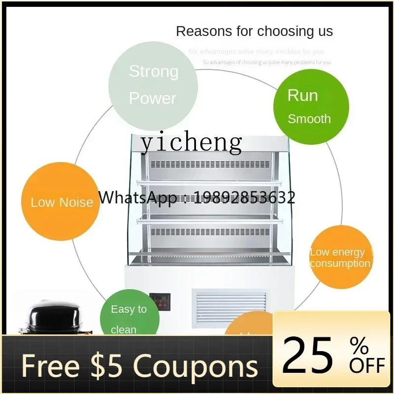 

AB Счетчик ветрового экрана Счетчик для тортов Свежий шкаф Витрина с охлаждением Фрукты Напитки Йогурт Морозильная камера Витрина