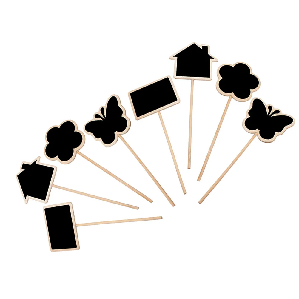 8Pcs Premium Wooden Mini Chalkboard Toppers Reusable Blackboard Signs for Flower Labels Table Names Roommate Notes Garden