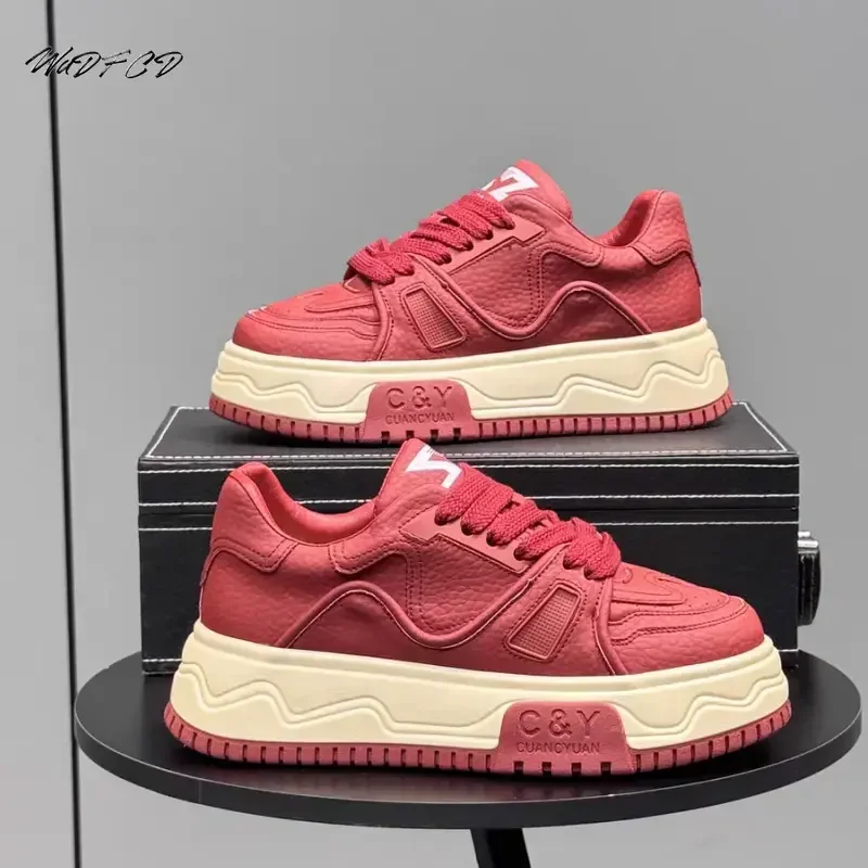 

Chunky Sneakers Men Original Designer Retro Board Shoes Fashion Casual Leather Fabric Height Increased Flat Platform Sport Shoes