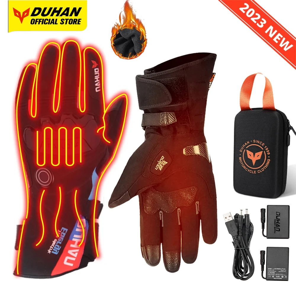 

DUHAN Electric Heated Gloves Thermal Heat Gloves Winter Warm Skiing Snowboarding Hunting Waterproof Heated Rechargeable Gloves