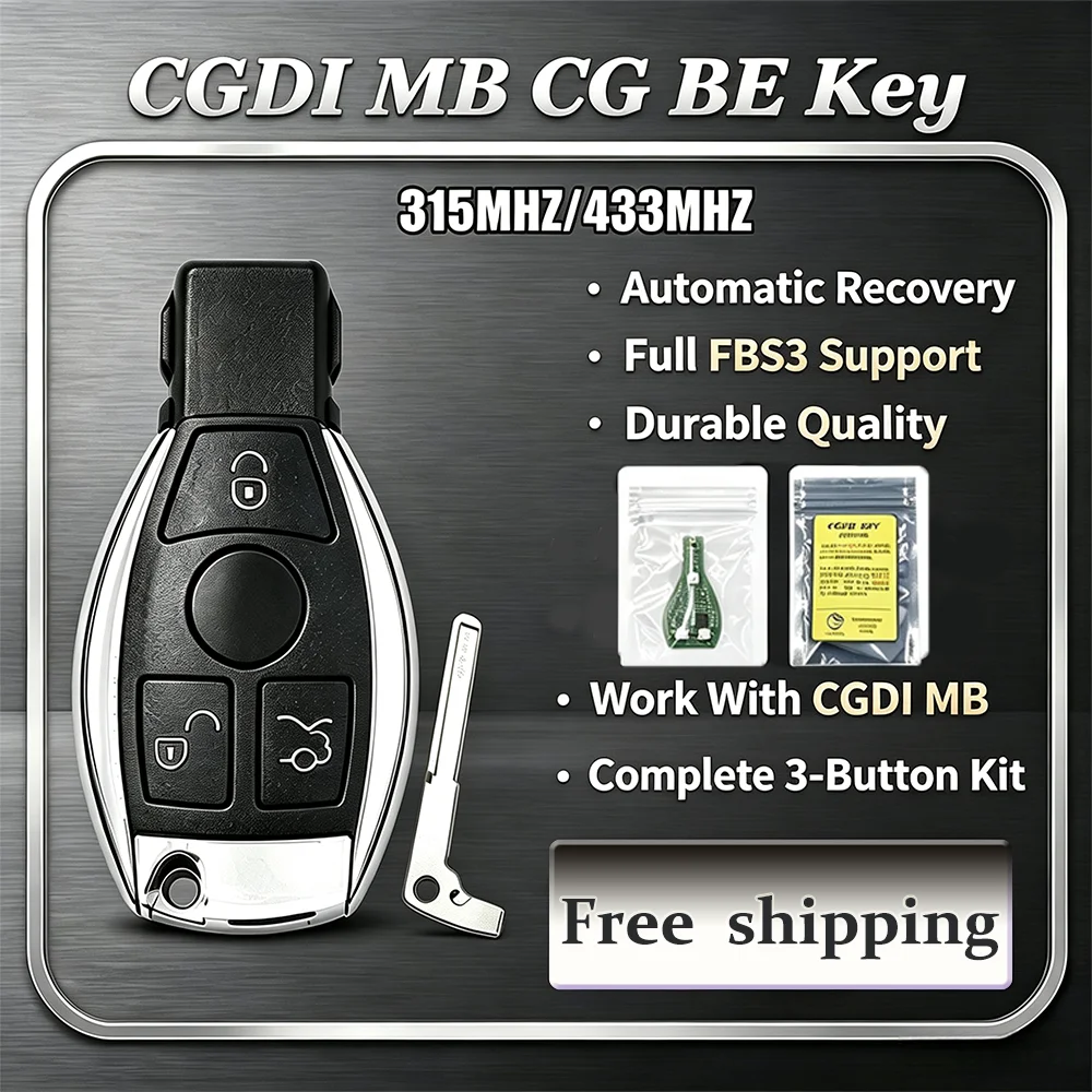 For CGDI MB CG BE Key 3‑buttons 315MHZ/433Mhz for Mercedes-Benz FBS3 Automatic Recovery All Keys Lost