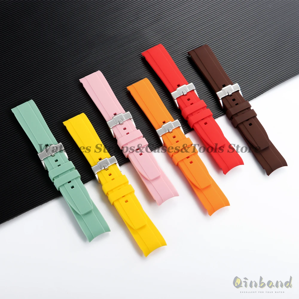 20 مللي متر 22 مللي متر حزام مطاطي جودة عالية منحني نهاية حزام ساعة سيليكون ل سواتش لأوميغا ل Moonswatch ل رولكس حزام مقاوم للماء