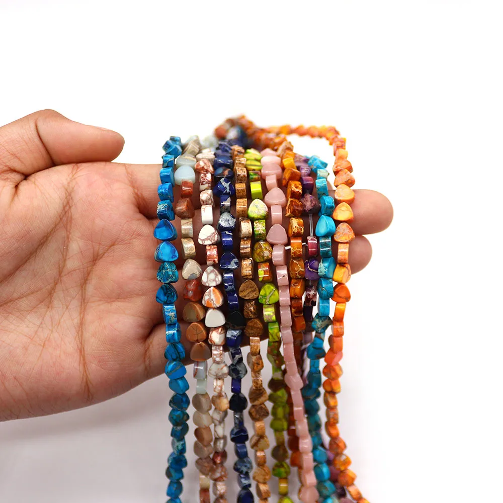 

6x6mm Dyed Imperial Stone Flat Heart-shaped Beads Retro Polished Semi-precious Stones Straight Hole Necklace Bracelet Accessory