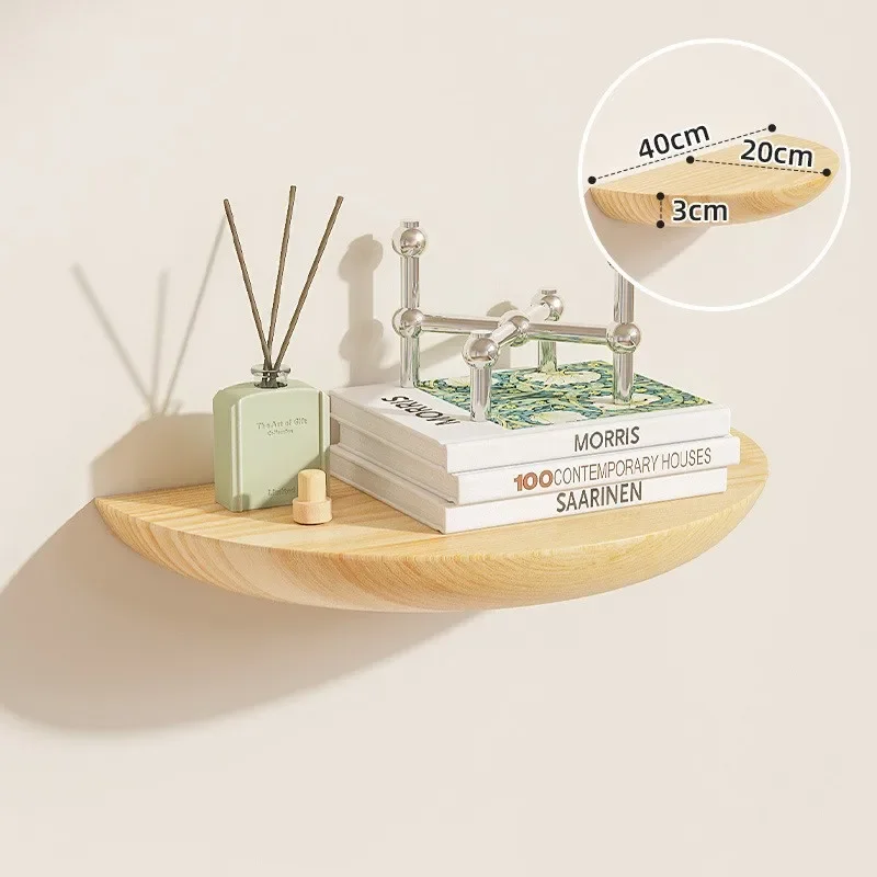 Semicircle Solid Wood Floating Wall Shelf – Modern Half-Moon Display Rack 6