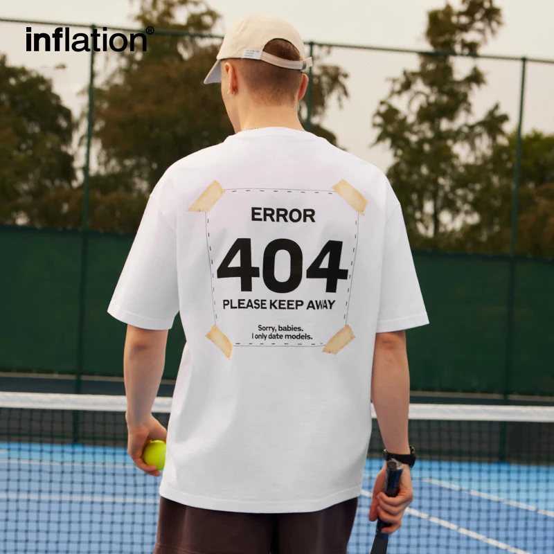 INFLATION 404 Graphic T-Shirt Unisex 265G Heavyweight American Street Style Casual Short Sleeve