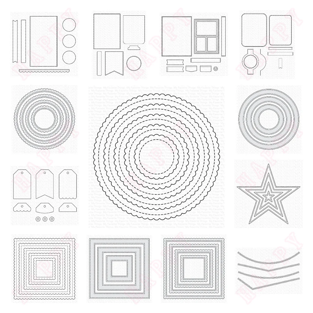 Blueprints 24/23/29 Die-namics Stitched Basic Edges Die Metal Cutting Dies For DIY Scrapbooking Cards Decorative Craft Embossing