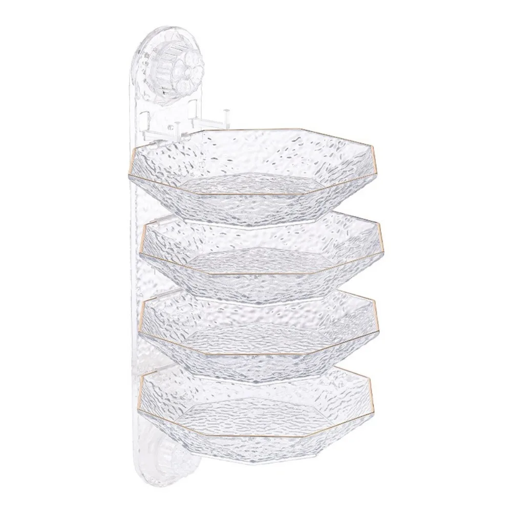Glacier Pattern Food Preparation Plate Wall-mounted Transparent Suction Cup Dinner Plate Portable Stackable Snack Bowls Set