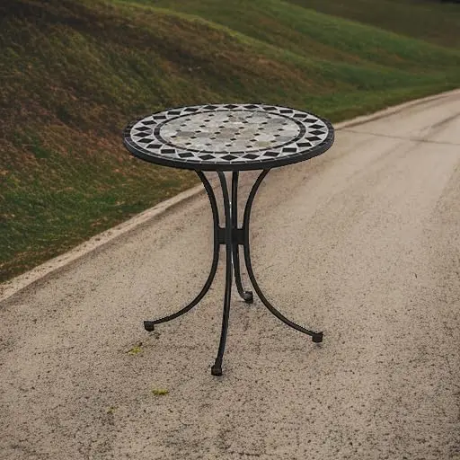 Styles Small Outdoor Bistro Table with Marble Tiles Design Table Top Constructed From Powder Coated Steel, Black, 27.5Lx27.5Dx30