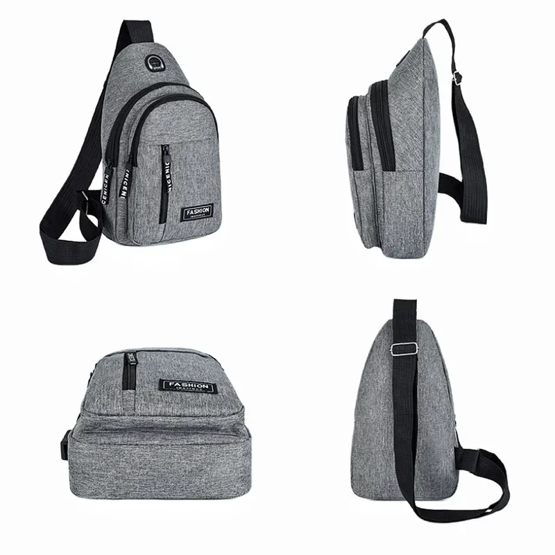 Bolsa multifuncional de peito masculina, tecido oxford, bolsa de ombro, casual coreana, bolsa mensageiro impermeável, popular, 2024