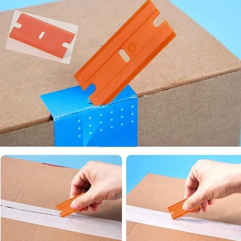 100 Pieces Two Cutting Plastic Razor Blade Label Clean Razor Glue Remover Window Glass Clean Scraper Car Wrap Sticker Squeegee