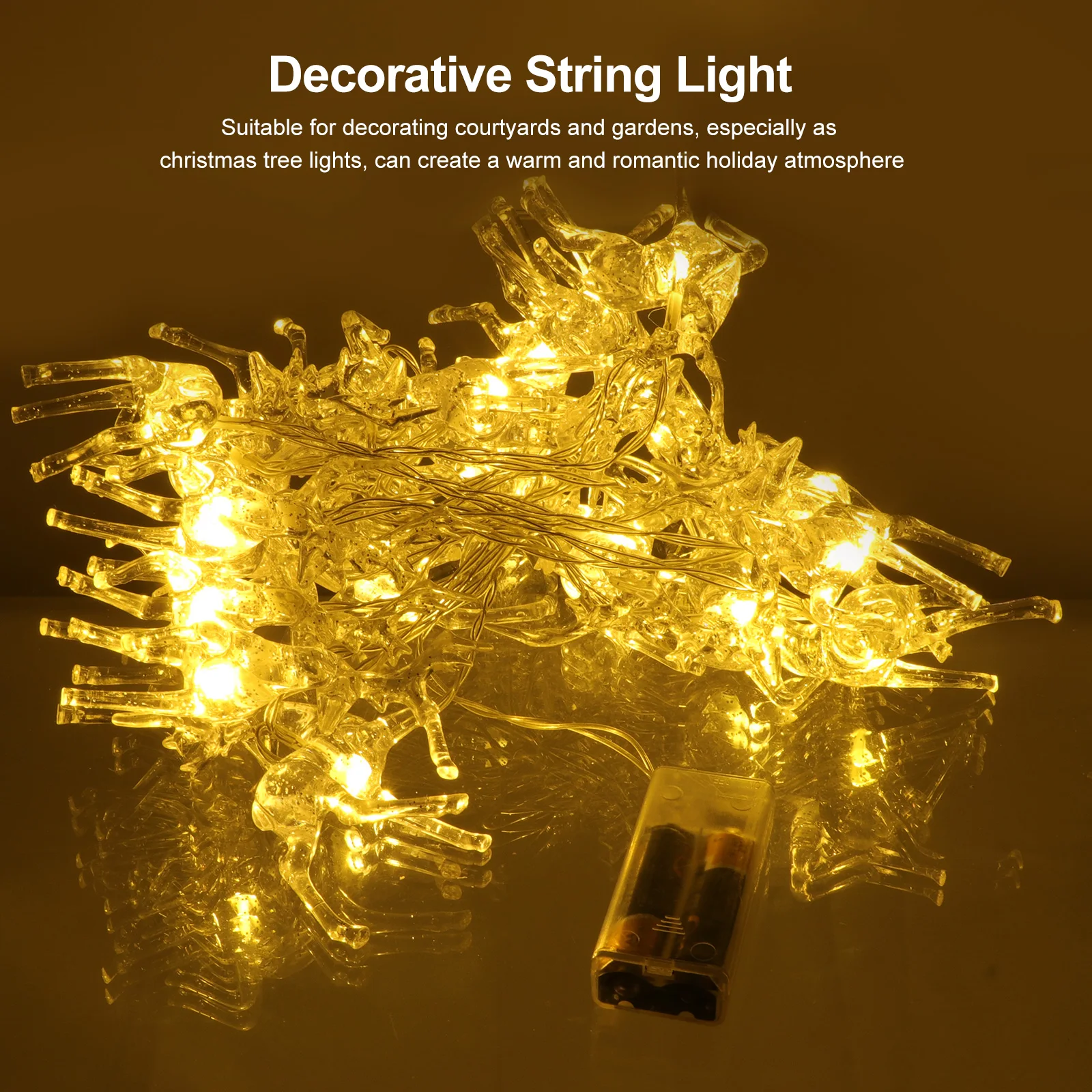 

1pc Elk Light String LED Xmas Decorations 3M Warm Tree Lights Festive Party Holiday Lighting String