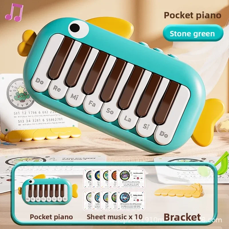 Instrumentos musicales para bebés Montessori, música electrónica multifuncional, teclado de Piano de bolsillo, juguete, juegos educativos de aprendizaje para niños