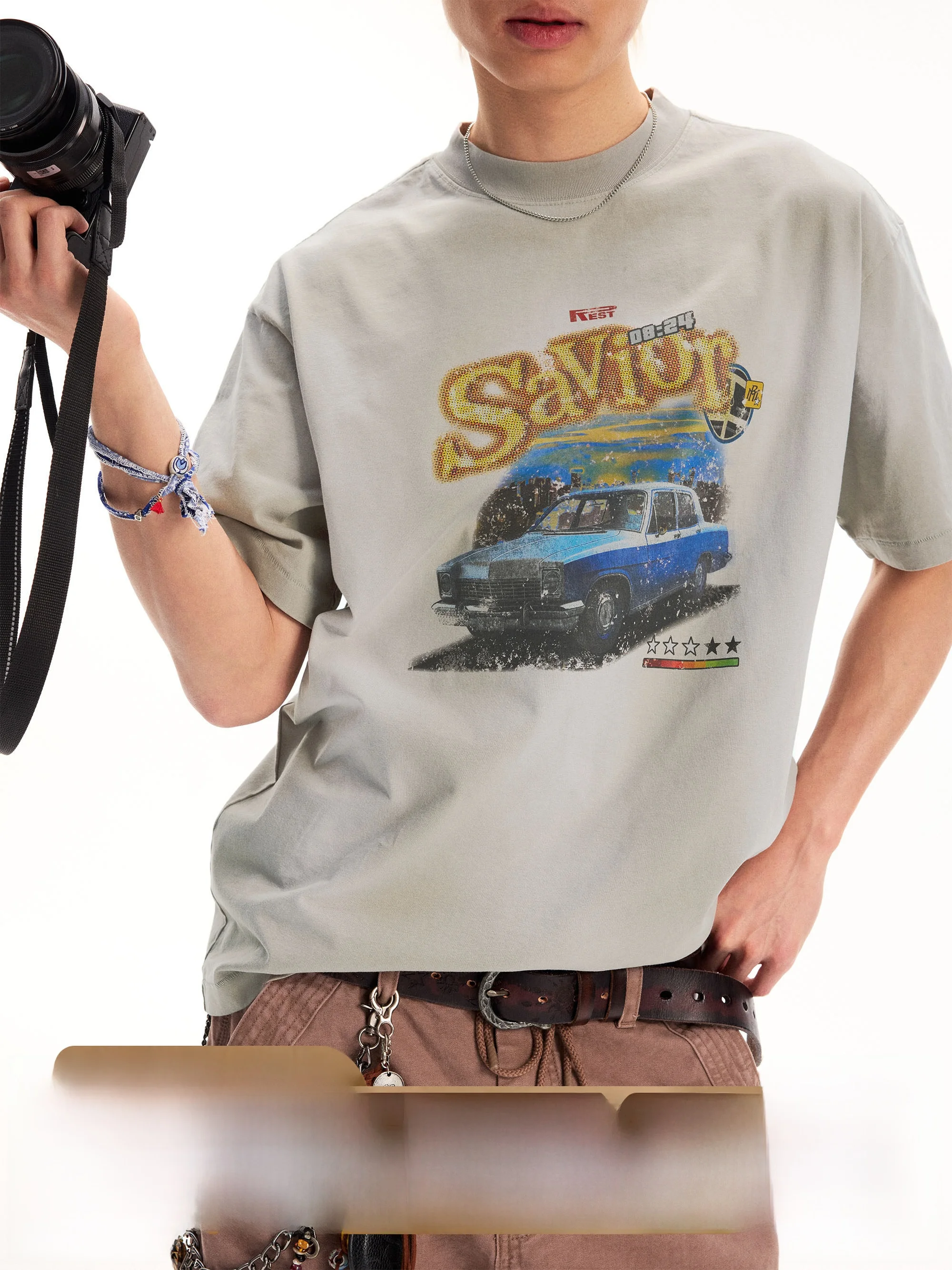 

Футболка Monterest в винтажном стиле с американским принтом GTA, повседневная, свободного кроя, с коротким рукавом, дышащая, из хлопка, с круглым вырезом, молодежный стиль