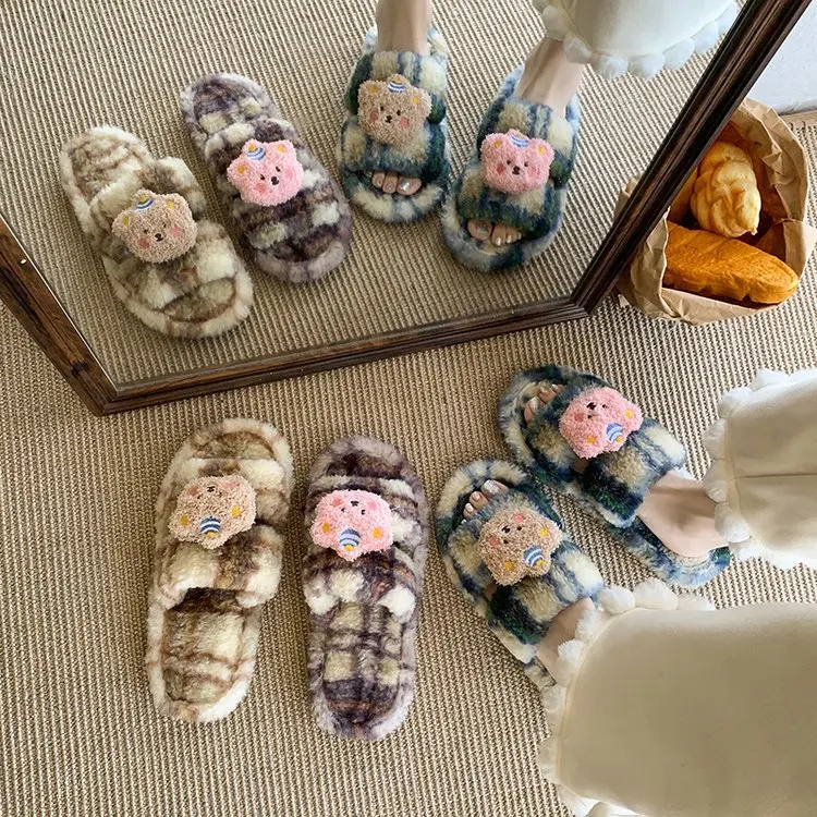 

Милый медведь, мультяшные животные, зима-осень, женские домашние тапочки, домашняя домашняя обувь