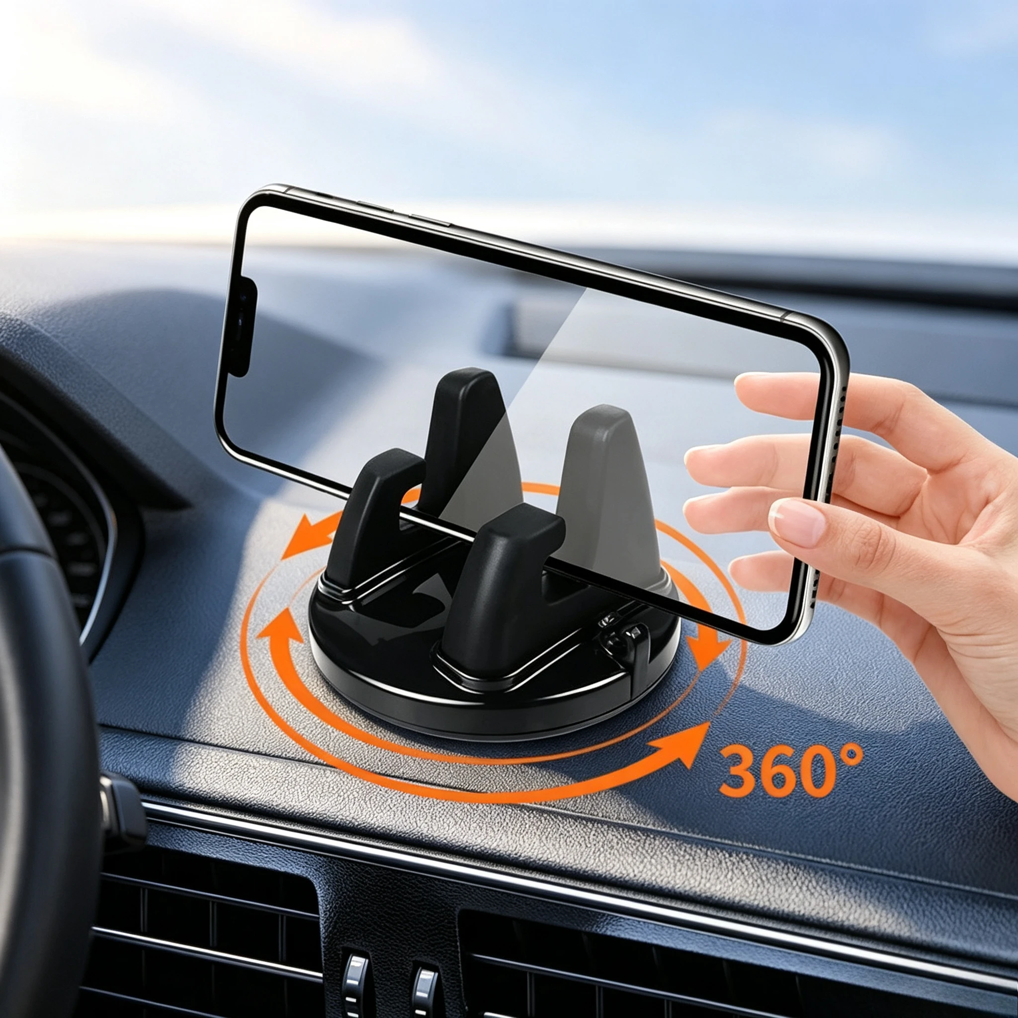 360 °   Support de téléphone rotatif universel antidérapant pour voiture, support de navigation GPS pour tous les smartphones, accessoire
