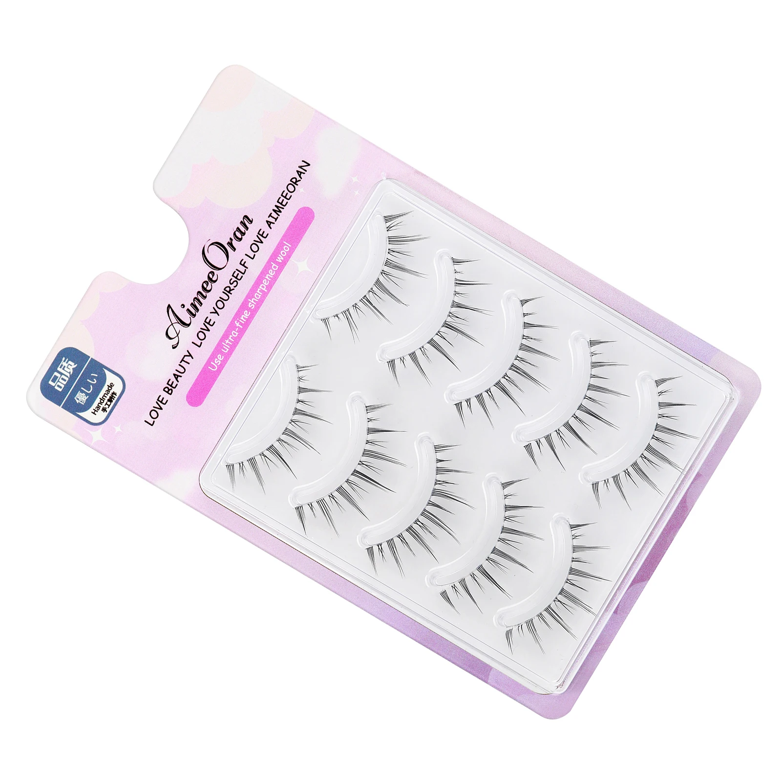 Auto-adesivo Strip Lashes para casamento, cílios postiços, alongamento Wispy, encaracolado, macio, suprimentos de maquiagem, 5 pares