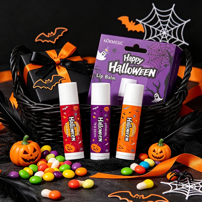 Halloween Theme Lip Balm Moisturizing And Non-sticky Lip Care Stick Fragrance nourishing Hand Cream Set Halloween Gifts