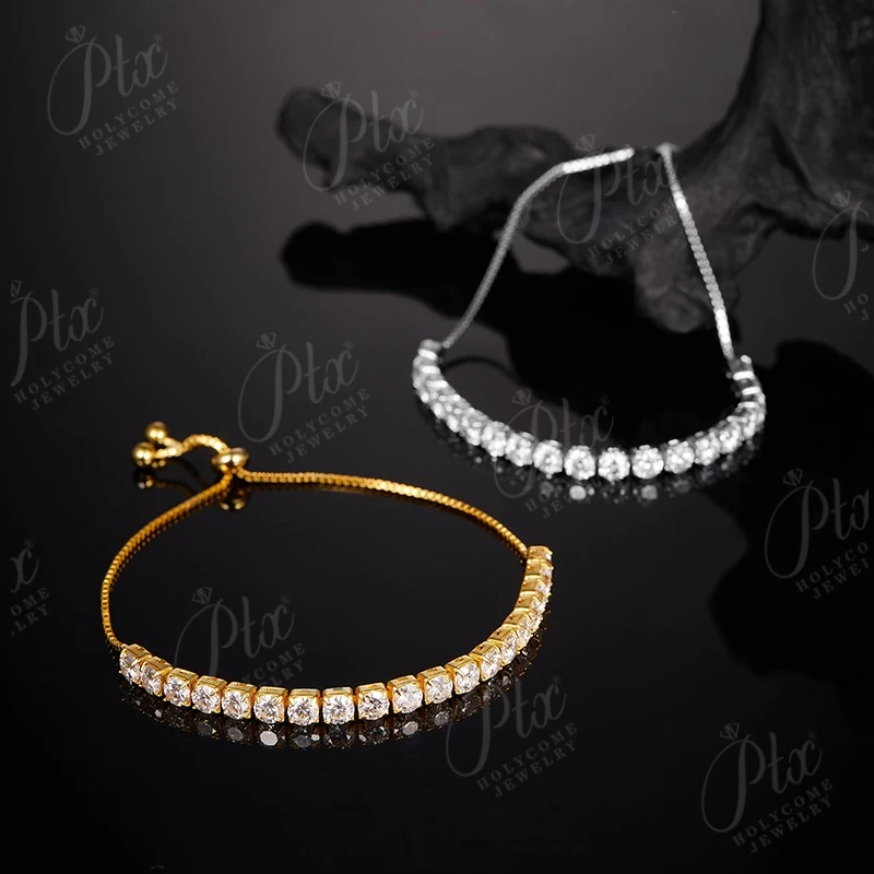 Adjustable 3-4mm Moissanite Bracelet Necklace Women's Style 925 Silver Fashionable and Popular Holiday Gift Anniversary Gift