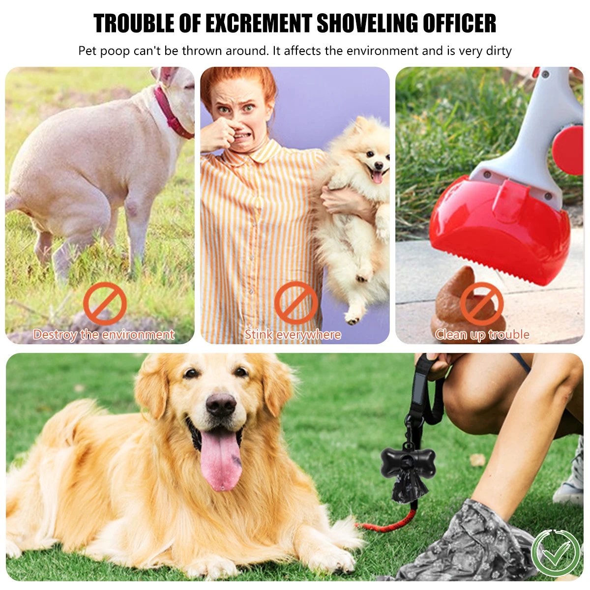 30Roll Dog Poop Bags Disposable Pet Waste Bags Dog Waste Bags Design Pet Poop Clean Pick Up Bone Bag Dispenser Tools