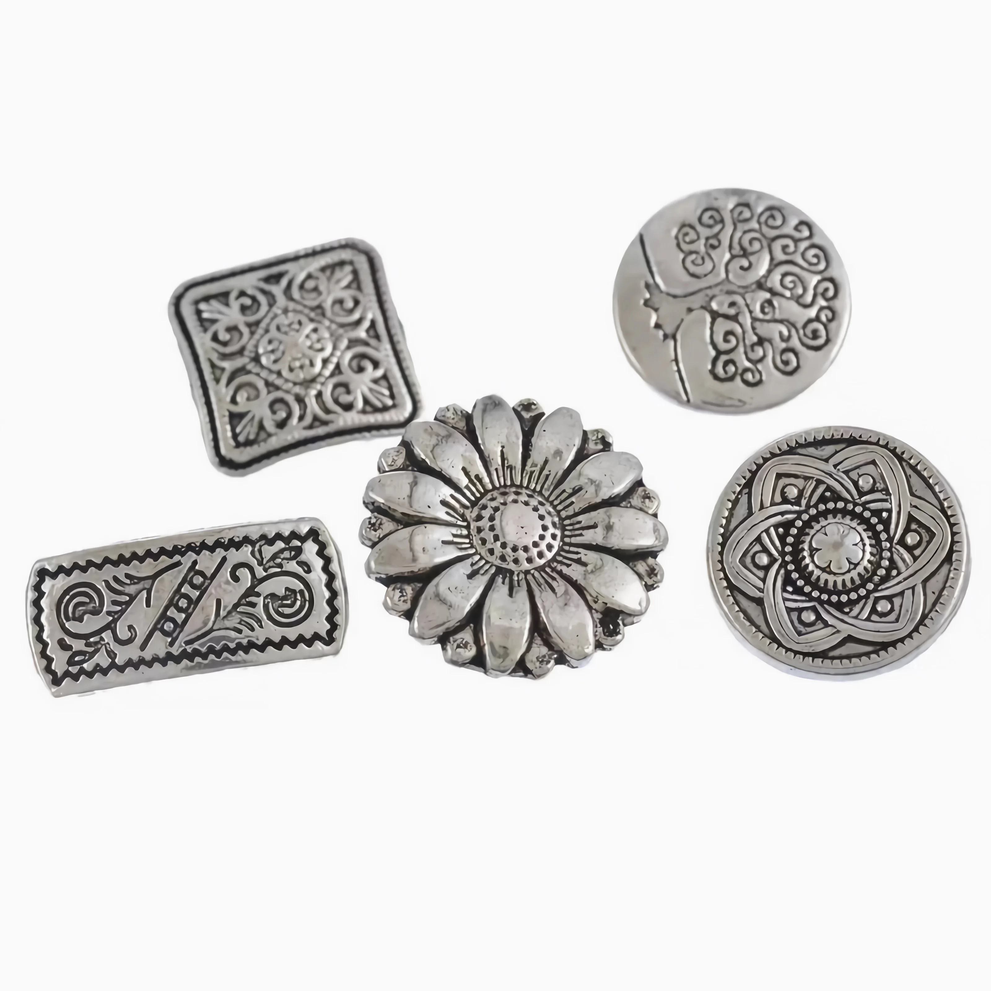 CLYAIYLC Mixed Antique Silver Flower Decorative Metal Buttons for Sewing