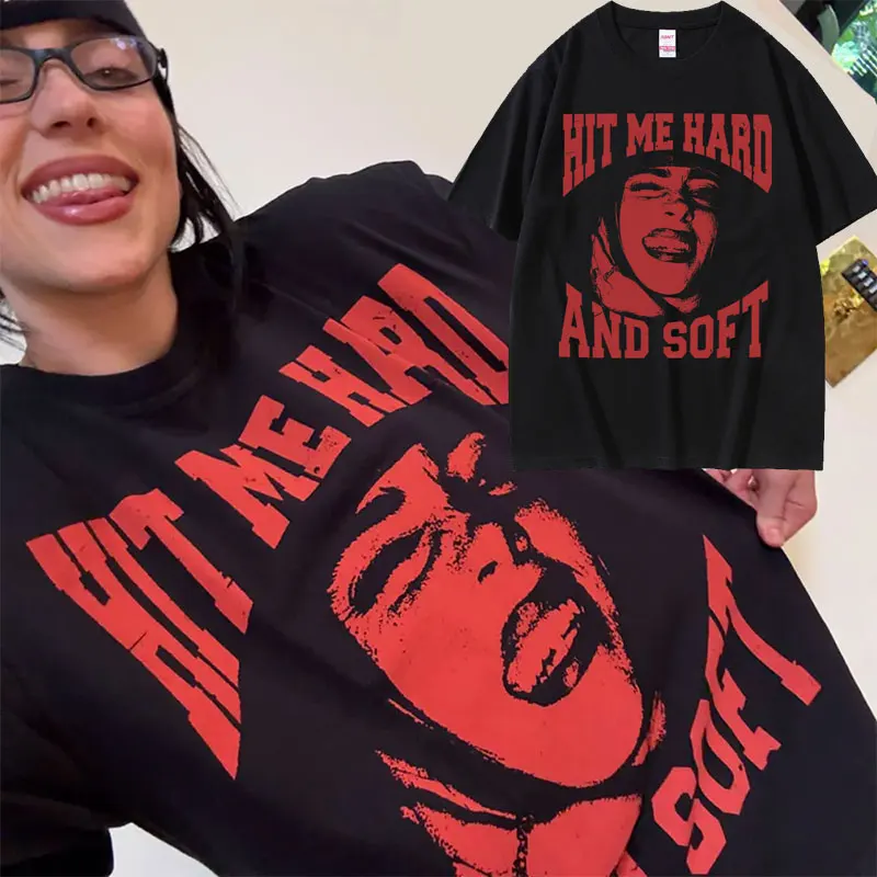 Hit Me Hard and Soft Same Style Print T Shirts Men Women Fashion Pop Music Short Sleeve T-shirts Casual Cotton Oversized T-shirt