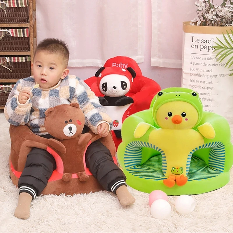 Cute Plush Baby Support Sofa Seat Cover Toddler Sit Learning Feeding Nest Puff Chair Comfort Washable Without Filling