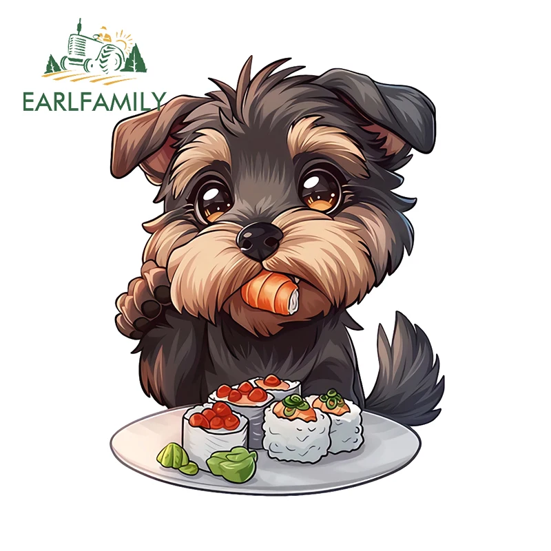 EARLFAMILY 13cm × 9.9cm Adorable Puppy Car Stickers Interesting Cartoon Design Decals Perfect Fashionable Car Door Protector