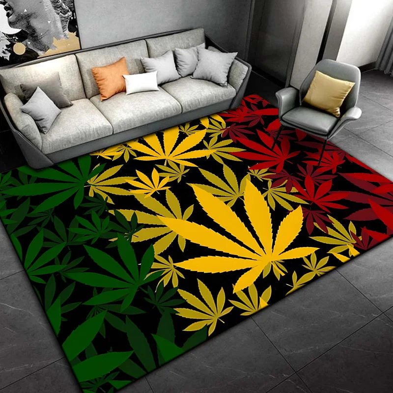 Bob Marley Reggae Music Jamaican Style Maple Leaf Area Rug,Rug Carpet for Living Room Bedroom Decoration Non-slip Floor Mat