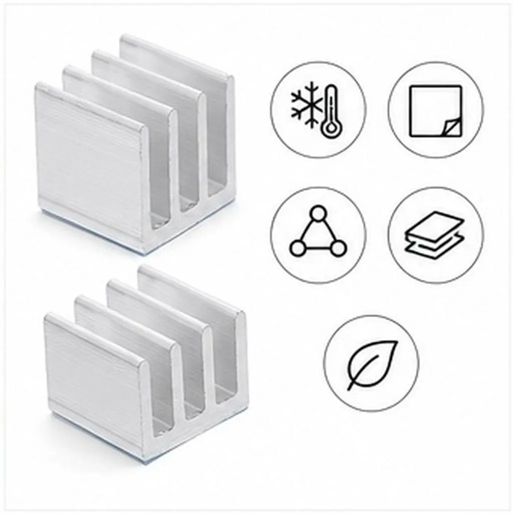 20Pcs Aluminum Cooling Fin Adhesive Heatsink Compact Heat Sink Block Replacement Cooler Fin for Universal Electronics