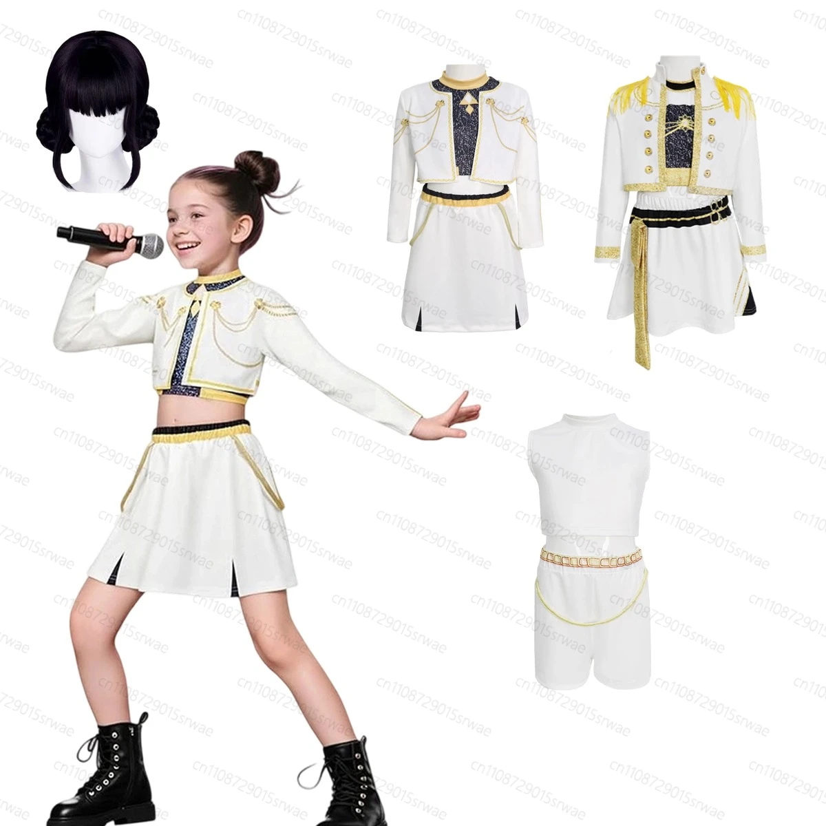 

New Rumi Zoey Mira Demon Hunters Golden Suit Children's Cosplay Costume Size Available Cartoon Carnival Performance Clothes