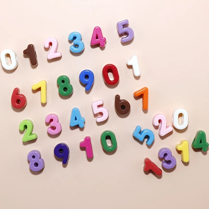 50pcs 14mm-20mm Acrylic Large Holes, Randomly Mixed. DIY Jewelry Making Bracelet, Necklace, Keychain Material with Alphanumeric image 4