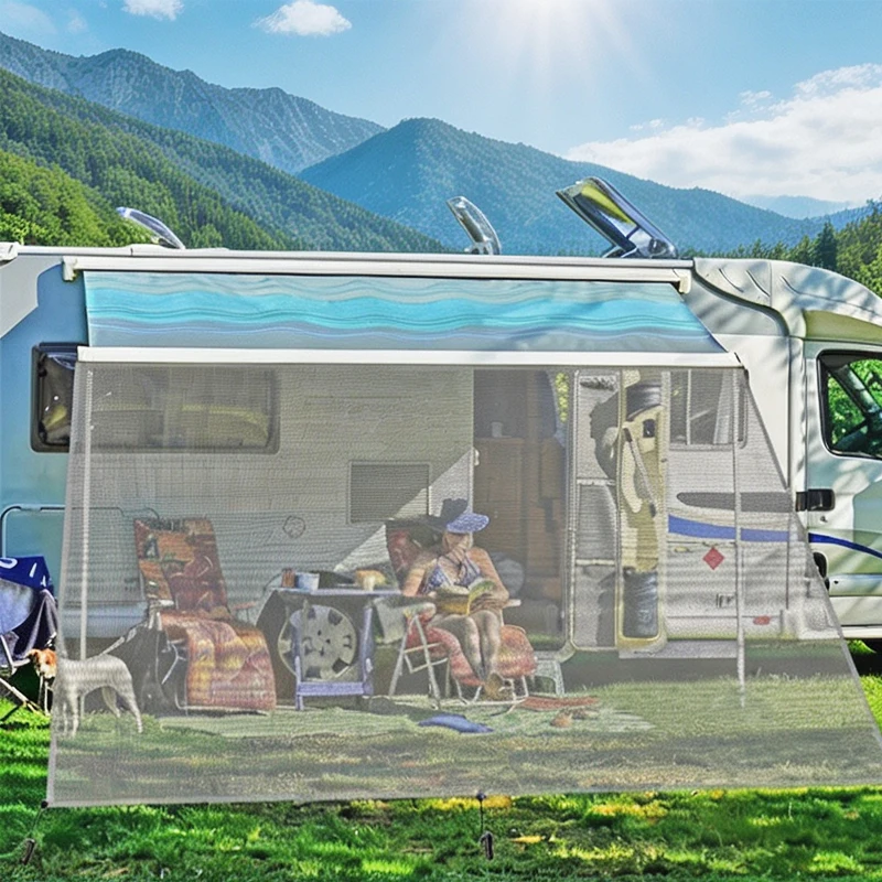 1 Stück Wohnmobil-Reise-Sonnenschutz 8x10ft/8x15.3ft, wasserdichtes Seitenmarkisen-Zelt für Wohnwagen, Campingbusse und Reisemobile mit UV-Schutz