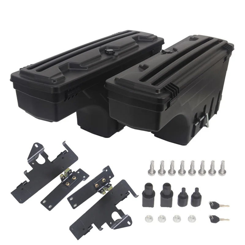 Lockable Waterproof Black Pickup Truck Bed Tool Box Wheel Well Storage for Tacoma 2005-2023 Left & Right Side Car Cargo Case