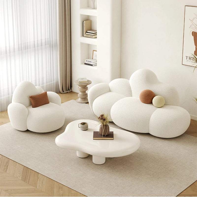 

White Cloud Living Room Sofas Modern Fabric Minimalist European Corner Couch Cozy Floor Cushions Divano Household Furnitures