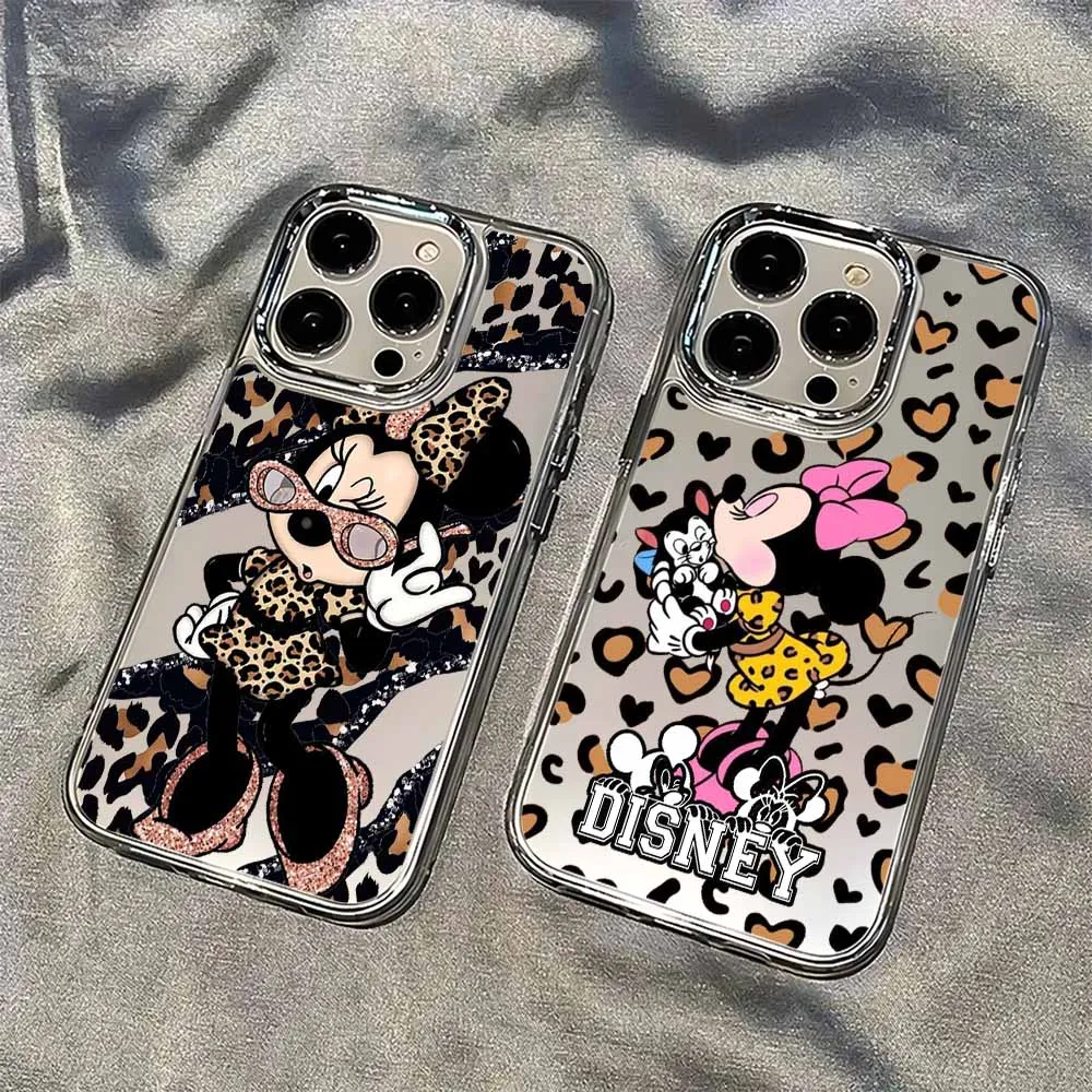 

Disney Minnie Leopard Print Phone Case For Redmi 14C 13 Note 14 13 12S 12 11S 11T 10 9S Pro Max Plus Transparent Cover