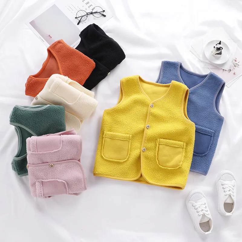 Baby Warm Winter Outerwear 0-6T 2023 New Kids Fleece Vests Toddler Clothes Child Waistcoat Sleeveless Jacket