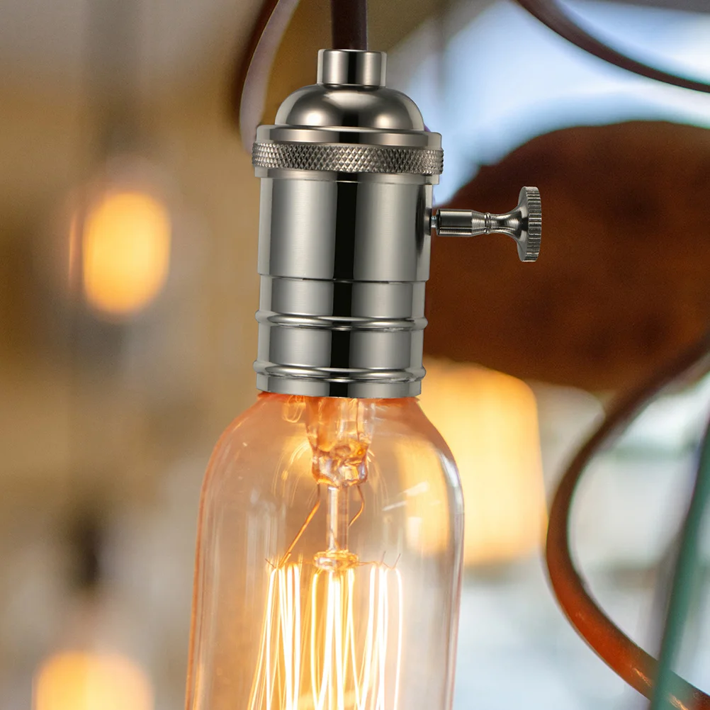 

2pcs E27 Lamp Socket Vintage Die Casting Light Holder Retro Pendant Bulb Socket Heat Resistant Metal Base For Diy Hanging