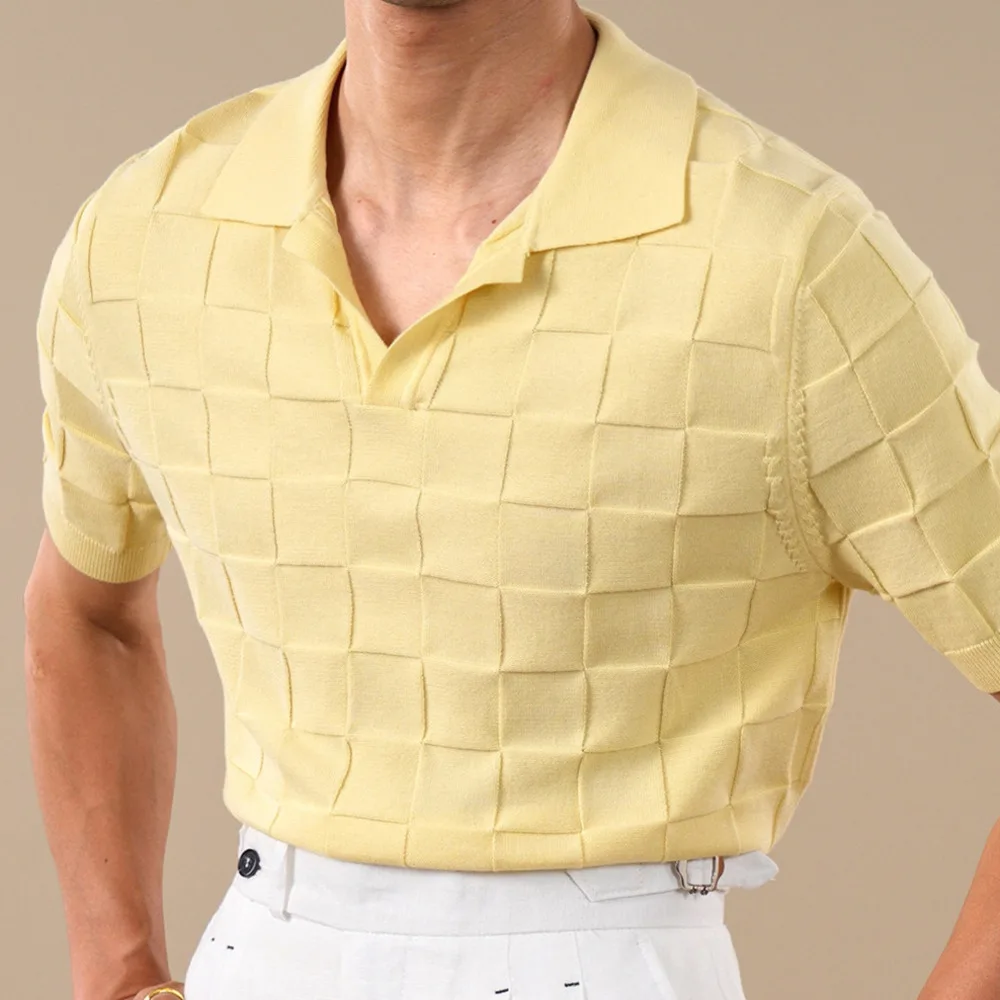 Camisa POLO transpirable de verano para hombre, cuello vuelto, algodón puro, informal de negocios, camiseta de manga corta para playera Polo Hombre