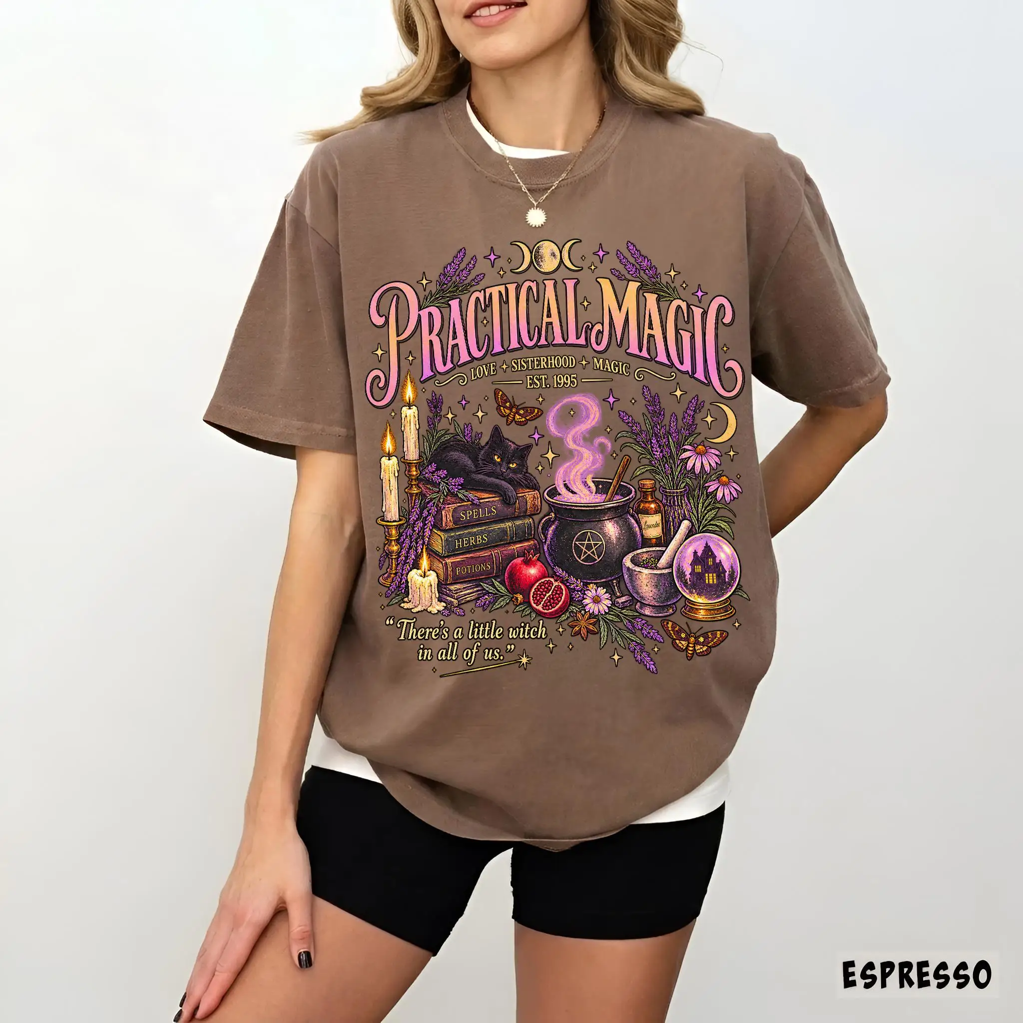 Practical Magic Halloween Shirt, Witch Movie T-shirt, Halloween Witch T-shirt Printed Pattern Men's and Women's Short Sleeves