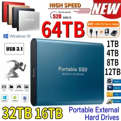 1 TB externe Festplatte Tragbare SSD 2 TB externe Solid-State-Laufwerk USB 3.1/Typ-C-Festplatte Hochgeschwindigkeitsspeicher für PC/Mac/Telefon