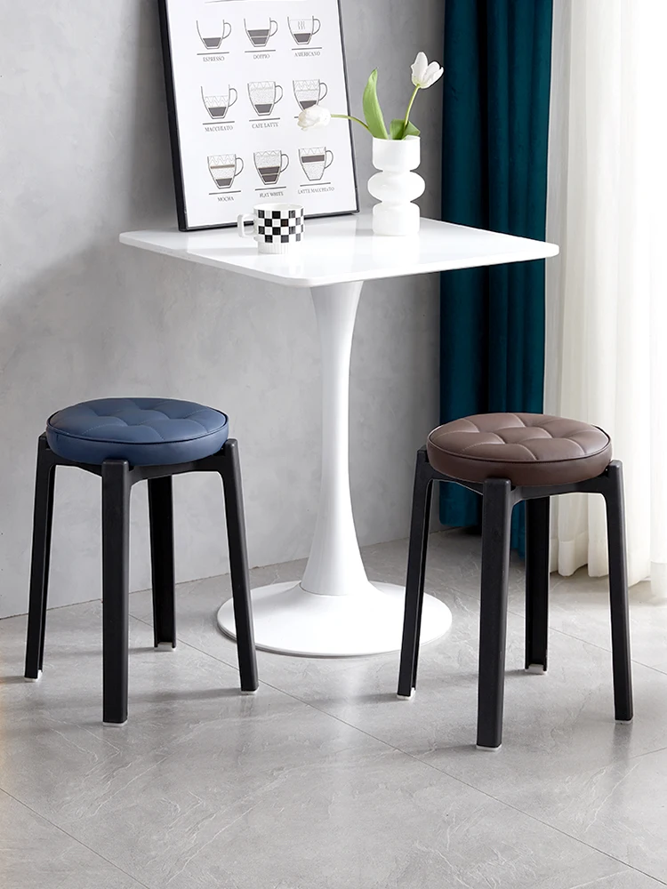 

Restaurant chair Modern simple soft seat plastic chair can be stacked