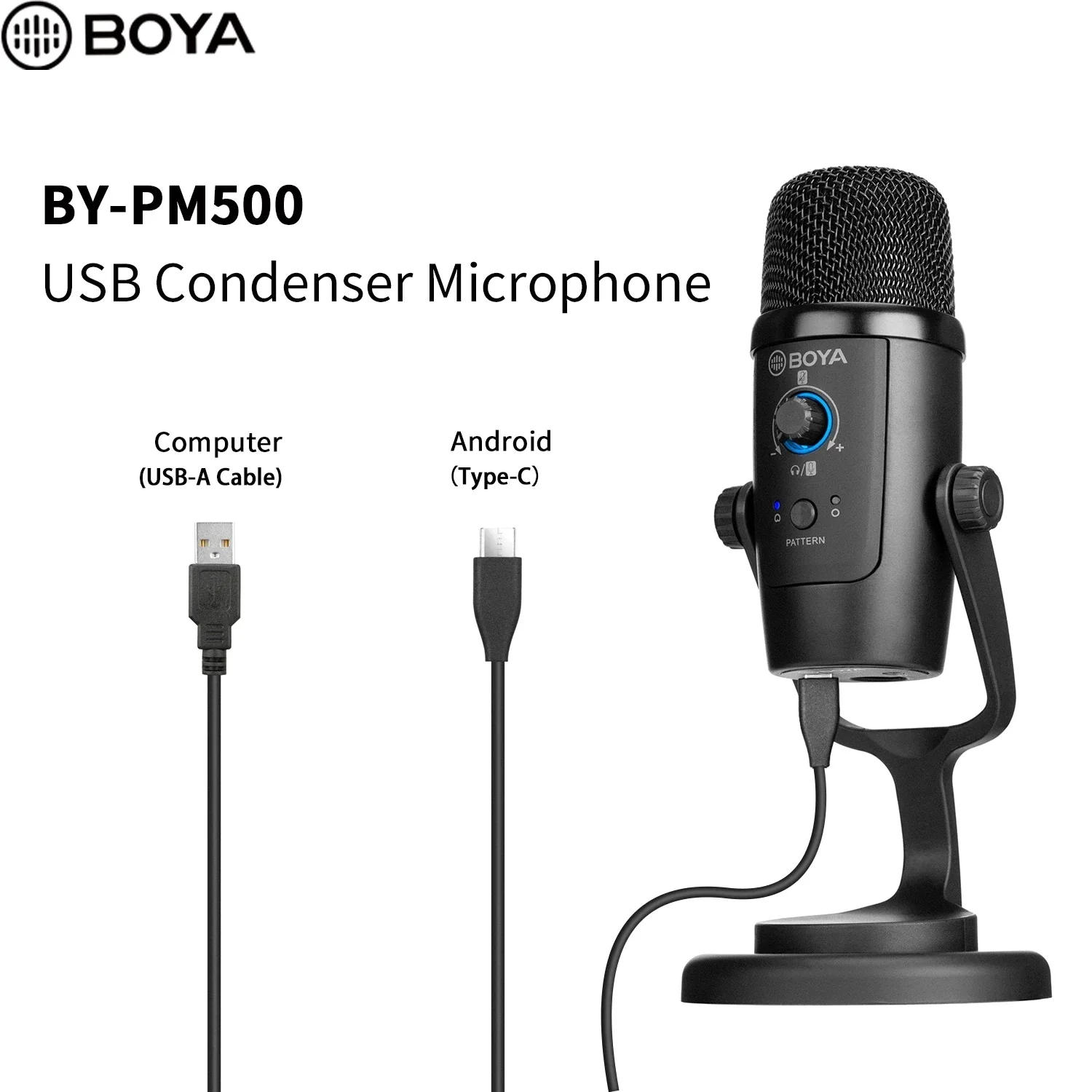 BOYA BY-PM500 USB Microphone Computers USB Port Type-C Smartphone Microphone for Singing Podcasting Video Audio Studio Mikrofon