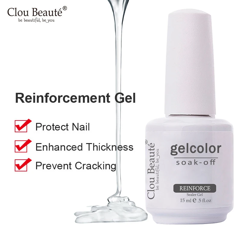 Clou Beaute 15ml Base Top Coat Smalto per unghie Rinforzare Vernici in gel Manicure Nail Art Soak Off UV Lucido Rinforzo Gel Primer