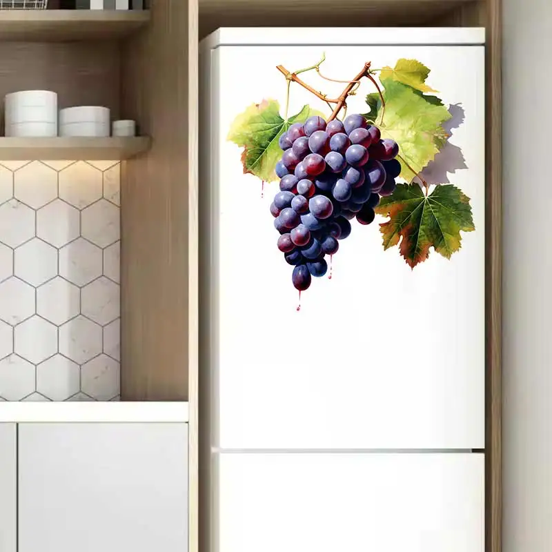 Watercolor Grapes Wall Stickers Kitchen Decoration Dining Room Living Room Cabinet Refrigerator Home Decoration Decals S837