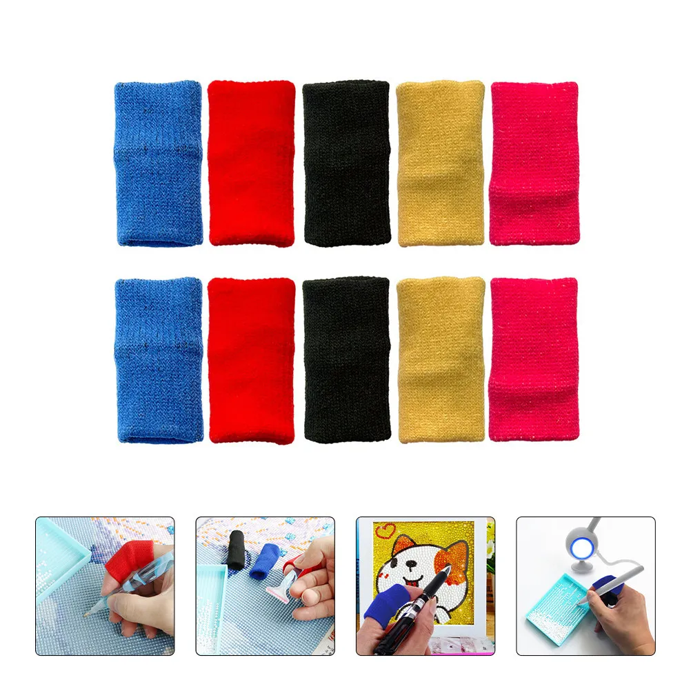 

10Pcs Fingers Protection Cover Elastic Finger Sleeves for Cross Stitch Embroidery Finger Protective Tools