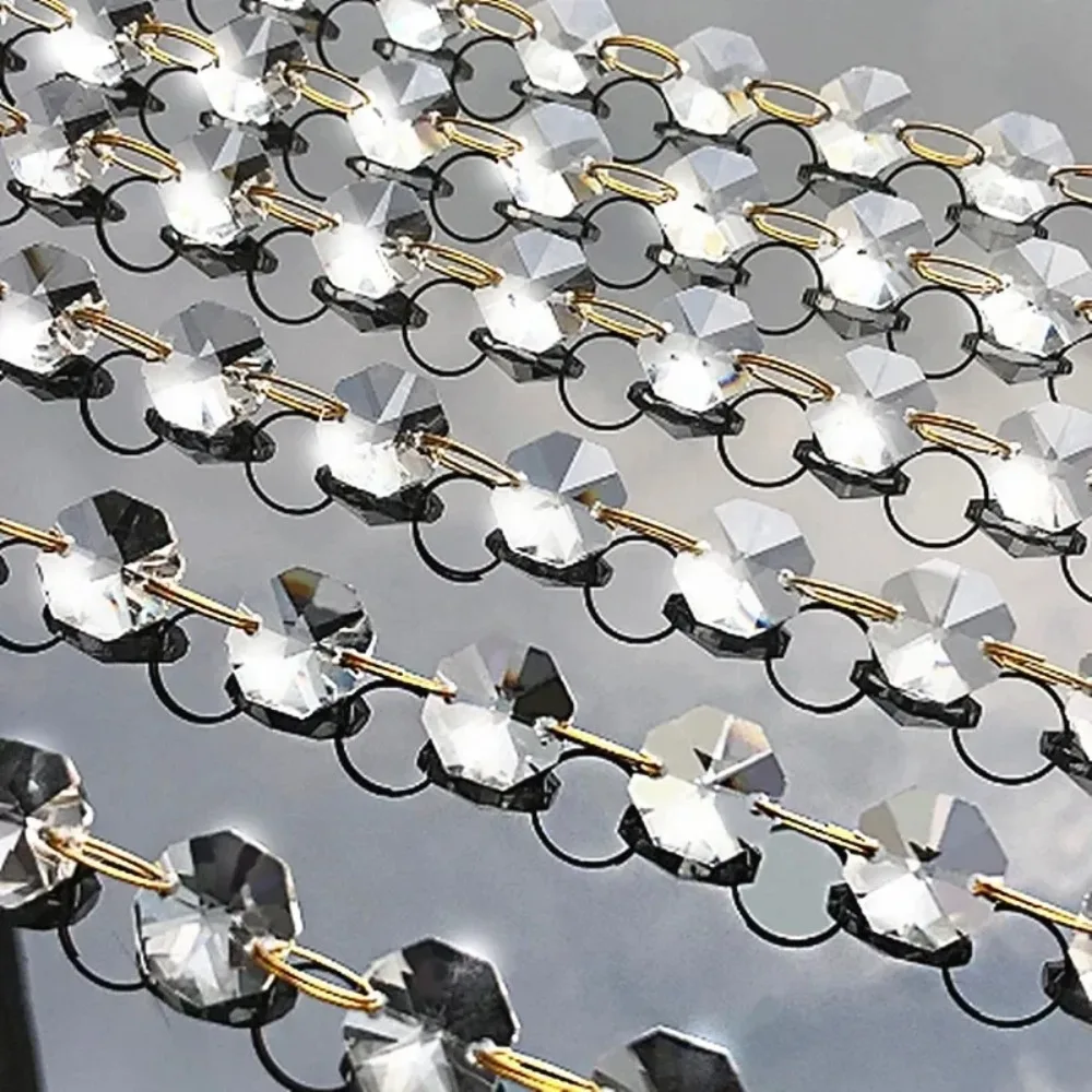 1 Meter 14mm Transparent Clear Color Acrylic Octagon Beads Garland Strand for Home Wedding Party Garden Suncatcher Decoration