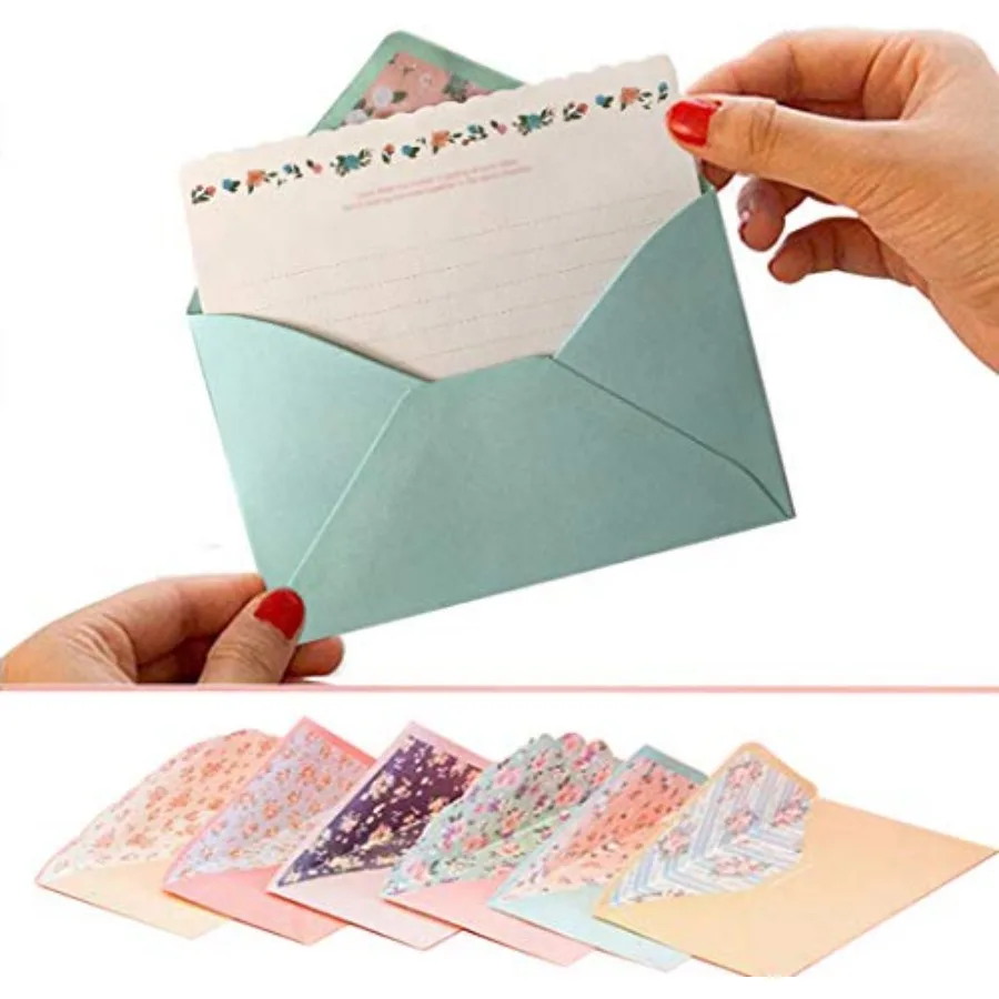 

32 Cute Lovely Kawaii Special Design Writing Stationery Paper+16 Envelope 3.45 x5.4 Inch - Flower